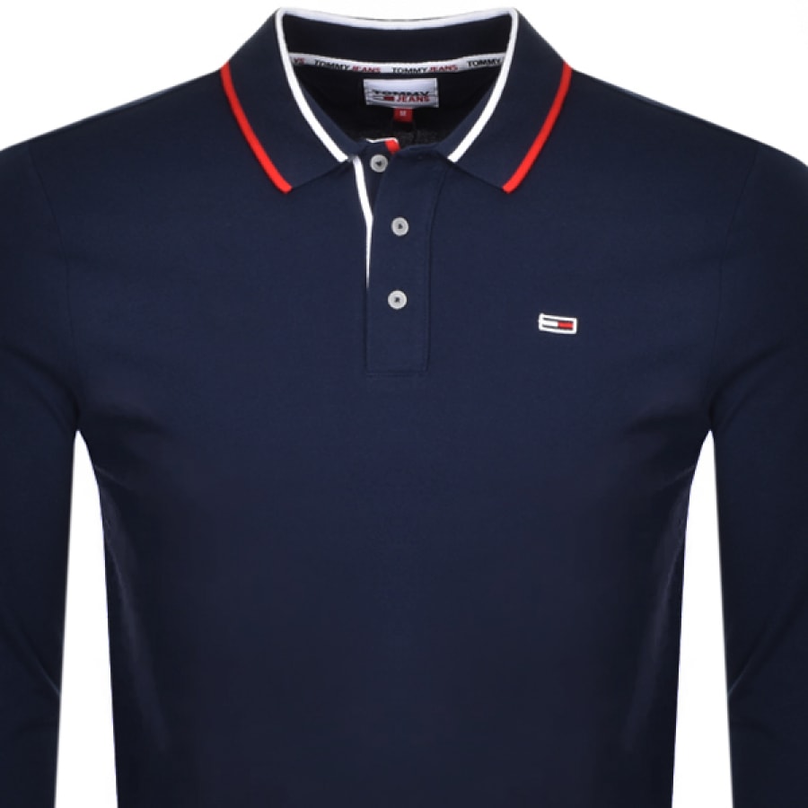 Alternative Image for ProductTommy Jeans Flag Long Sleeve Polo T Shirt Navy2